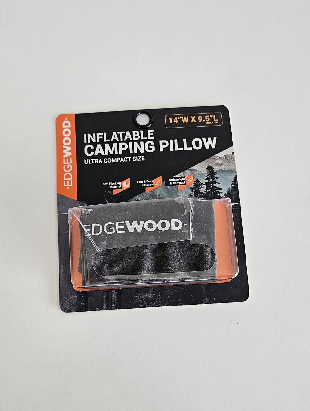 Edgewood Inflatable Camping Pillow Ultra Compact Size 14" W x 9.5" L Outdoor